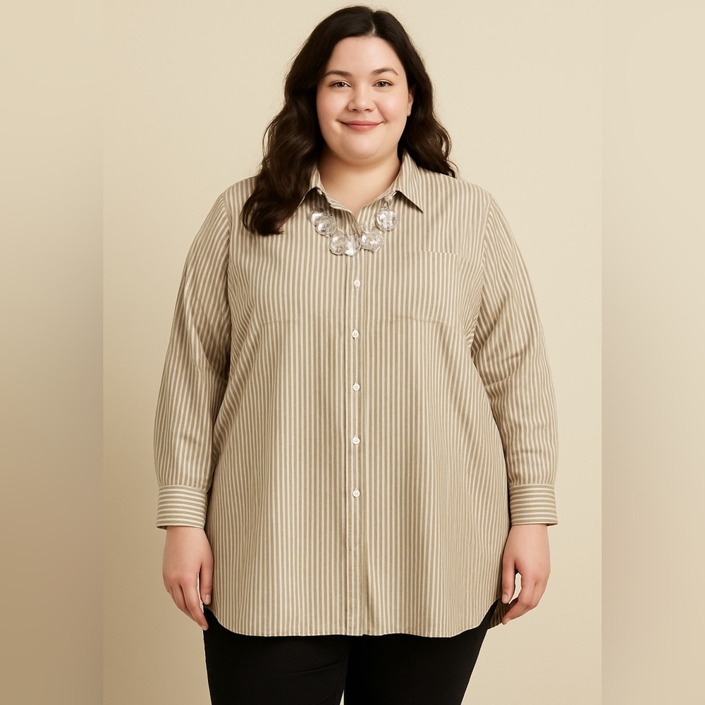 🦖Chico’s Size 3 (L) Tunic Length Button Down